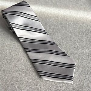 Piattelli Silver and Black Striped Tie
